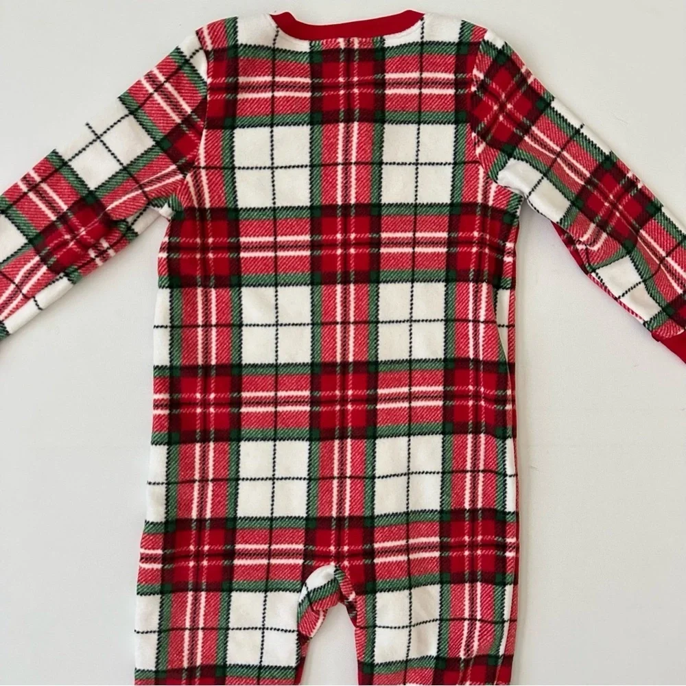 Carter's Red and White Plaid Footed One Piece Pajama Size 2T